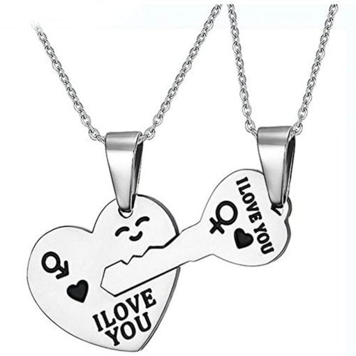 Couples Key to My Heart Stainless Steel Pendant Love Necklaces