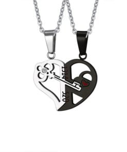 Key And Lock Matching Heart Lover's Couple Necklaces