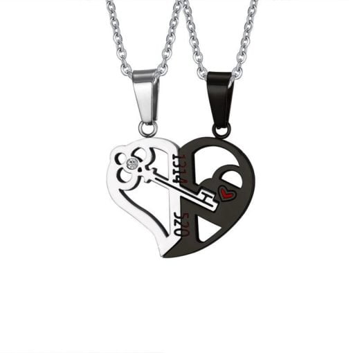 Key And Lock Matching Heart Lover's Couple Necklaces