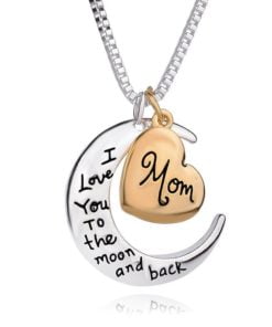 Mom Moon & Heart Ralationship Pendant Necklace