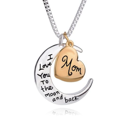 Mom Moon & Heart Ralationship Pendant Necklace