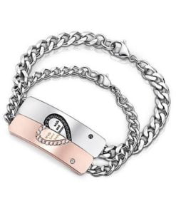 Romantic Half Heart Puzzle Couple ID Bracelets