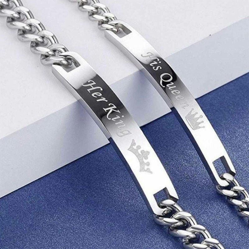 His Queen and Her King Silver Couple Chain Bracelets – BlazeMall
